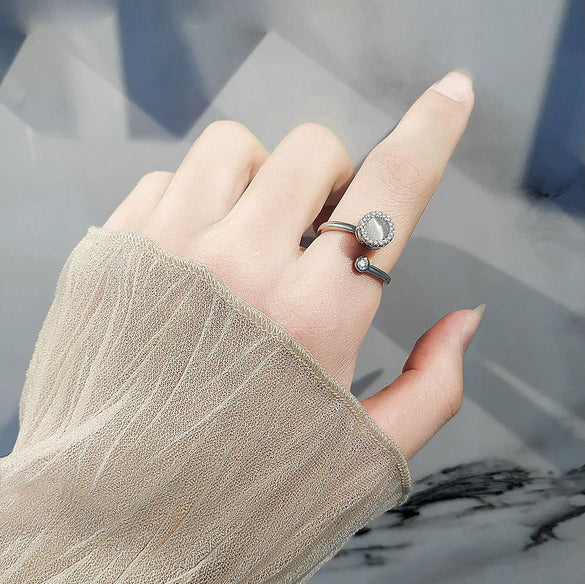 Wholesale Women's Adjustable Opening Cat's Eye Stone Rotating Ring Copper Minimalist Geometric Electroplated