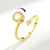 Wholesale Women's Adjustable Opening Cat's Eye Stone Rotating Ring Copper Minimalist Geometric Electroplated