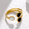 Wholesale Women's Adjustable Opening Ring In French Retro Style With Oil Drop Made Of Stainless Steel And Geometric Pattern Electroplated