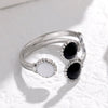 Wholesale Women's Adjustable Opening Ring In French Retro Style With Oil Drop Made Of Stainless Steel And Geometric Pattern Electroplated