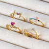 Wholesale Women's Adjustable Ring Copper Geometric Zircon Flower Bow Style