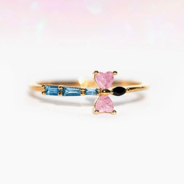 Wholesale Women's Adjustable Ring Copper Geometric Zircon Flower Bow Style