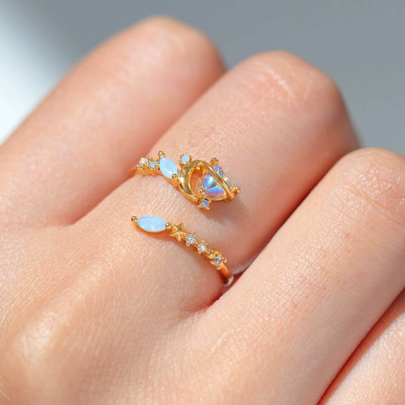 Wholesale Women's Adjustable Ring Copper Geometric Zircon Flower Bow Style