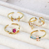 Wholesale Women's Adjustable Ring Copper Geometric Zircon Flower Bow Style