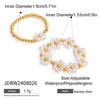 Wholesale Women's Adjustable Ring Stainless Steel Pearl Flower Geometric Style Electroplating