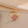 Wholesale Women's Adjustable Titanium Steel Fourleaf Clover Ring With Electroplating Process