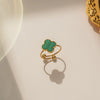 Wholesale Women's Adjustable Titanium Steel Fourleaf Clover Ring With Electroplating Process