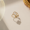 Wholesale Women's Adjustable Titanium Steel Fourleaf Clover Ring With Electroplating Process