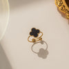 Wholesale Women's Adjustable Titanium Steel Fourleaf Clover Ring With Electroplating Process