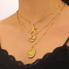 Wholesale Women's Adult Casual Animal Zodiac Stainless Steel Real Gold Plated Necklace With Starfish And Conch Pendant