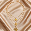 Wholesale Women's Adult Casual Animal Zodiac Stainless Steel Real Gold Plated Necklace With Starfish And Conch Pendant
