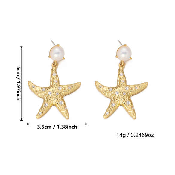 Wholesale Women's Adult Casual Style Animal Zodiac Alloy Electroplated Starfish Pendant Necklace And Earrings