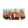 Wholesale Women's Agate Beaded Bracelet With Triangular Cone Pendant And Geometric Style