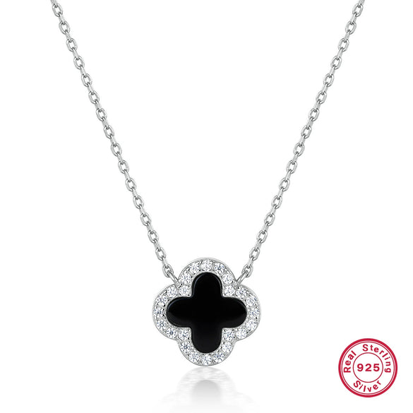 Wholesale Women's All Match Light Luxury Collar 925 Silver Necklace With Four Leaf Clover Pendant And Conventional Chain Zircon Designed Geometric Styling