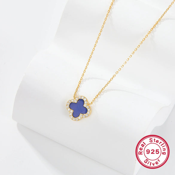 Wholesale Women's All Match Light Luxury Collar 925 Silver Necklace With Four Leaf Clover Pendant And Conventional Chain Zircon Designed Geometric Styling