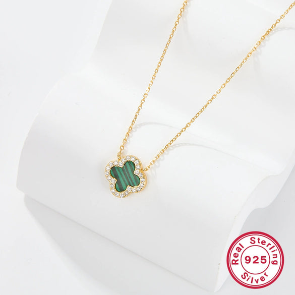 Wholesale Women's All Match Light Luxury Collar 925 Silver Necklace With Four Leaf Clover Pendant And Conventional Chain Zircon Designed Geometric Styling
