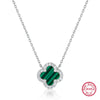 Wholesale Women's All Match Light Luxury Collar 925 Silver Necklace With Four Leaf Clover Pendant And Conventional Chain Zircon Designed Geometric Styling