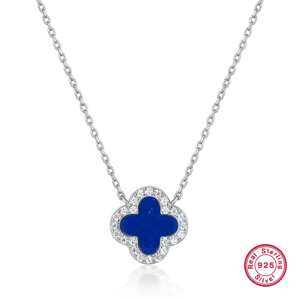Wholesale Women's All Match Light Luxury Collar 925 Silver Necklace With Four Leaf Clover Pendant And Conventional Chain Zircon Designed Geometric Styling
