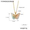 Wholesale Women's Allmatch Animal Zodiac Butterfly Pendant Necklace With Microinlaid Zircon Copper And Titanium Steel Ochain Electroplated