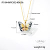 Wholesale Women's Allmatch Animal Zodiac Butterfly Pendant Necklace With Microinlaid Zircon Copper And Titanium Steel Ochain Electroplated