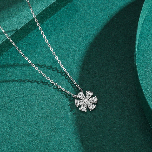 Wholesale Women's Allmatch Lucky Flower Sterling Silver 925 Pendant Necklace With Cross Chain And Seiko Design