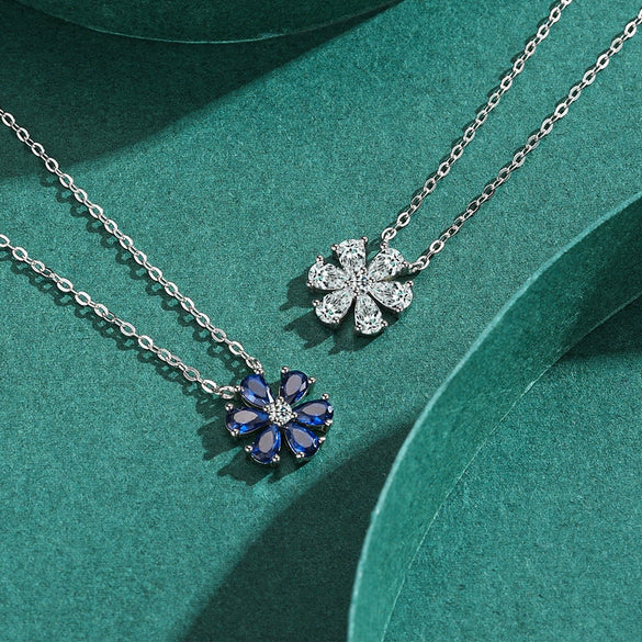 Wholesale Women's Allmatch Lucky Flower Sterling Silver 925 Pendant Necklace With Cross Chain And Seiko Design