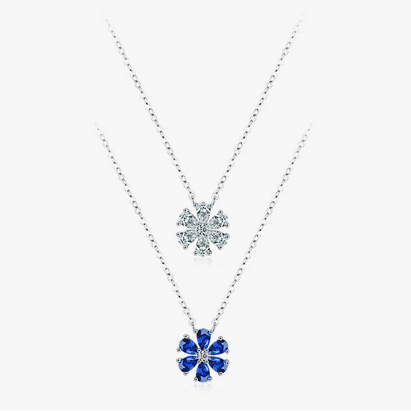 Wholesale Women's Allmatch Lucky Flower Sterling Silver 925 Pendant Necklace With Cross Chain And Seiko Design