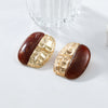 Wholesale Women's Alloy And Resin Inlaid Metal Earrings With Geometric Style And Electroplating Treatment