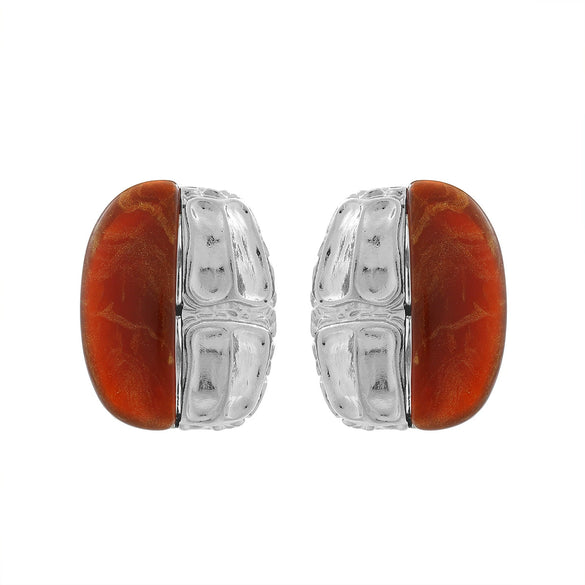 Wholesale Women's Alloy And Resin Inlaid Metal Earrings With Geometric Style And Electroplating Treatment