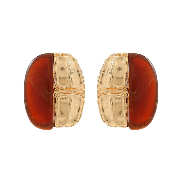Wholesale Women's Alloy And Resin Inlaid Metal Earrings With Geometric Style And Electroplating Treatment
