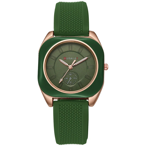 Wholesale Women's Alloy And Silicone Square Dial Quartz Watches With Spiral Crown And Pin Buckle