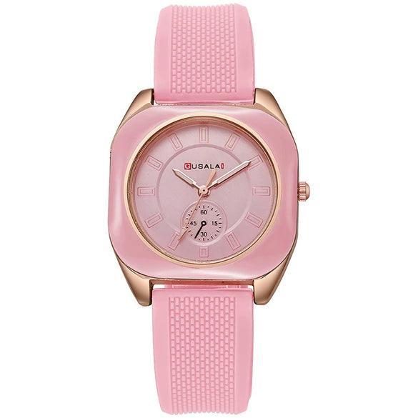 Wholesale Women's Alloy And Silicone Square Dial Quartz Watches With Spiral Crown And Pin Buckle