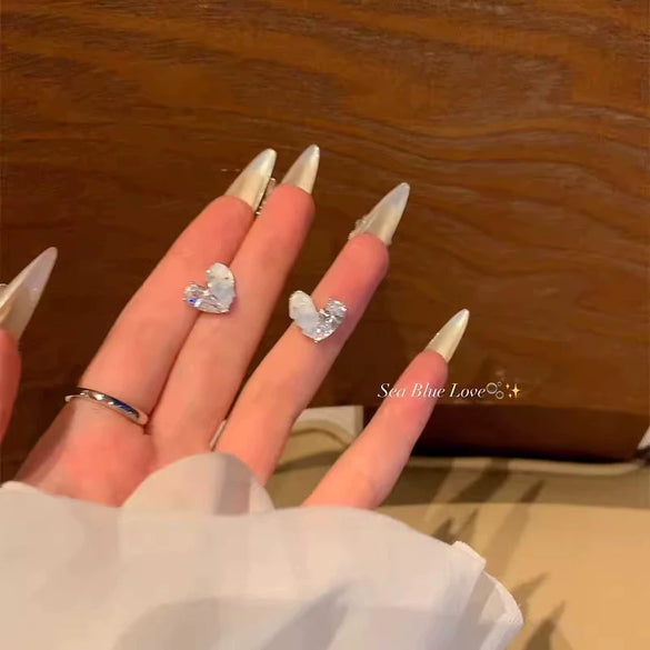 Wholesale Women's Alloy And 925 Silver Heart Shape Electroplated Pearl Love Earrings