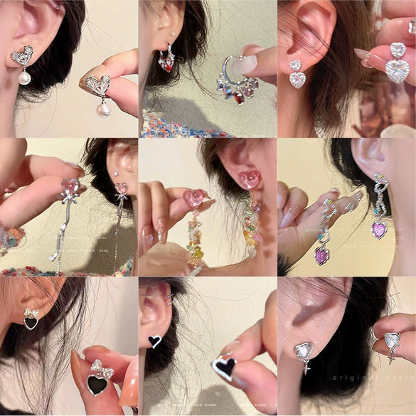 Wholesale Women's Alloy And 925 Silver Heart Shape Electroplated Pearl Love Earrings