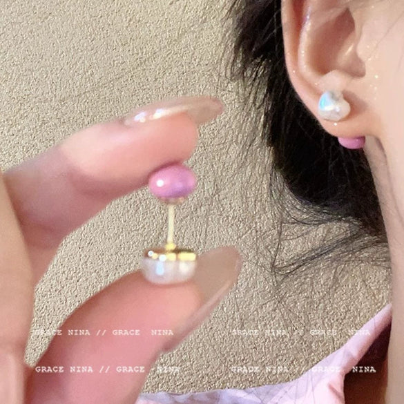 Wholesale Women's Alloy And 925 Silver Heart Shape Electroplated Pearl Love Earrings