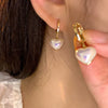 Wholesale Women's Alloy And 925 Silver Heart Shape Electroplated Pearl Love Earrings