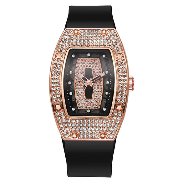Wholesale Women's Alloy And Stainless Steel Barrelshaped Quartz Watch With Diamond Set And Fashion Style