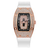 Wholesale Women's Alloy And Stainless Steel Barrelshaped Quartz Watch With Diamond Set And Fashion Style