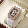 Wholesale Women's Alloy And Stainless Steel Barrelshaped Quartz Watch With Diamond Set And Fashion Style