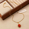 Wholesale Women's Alloy And Tiger Eye Stone Geometric Style Electroplated Regular Chain Necklace