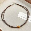 Wholesale Women's Alloy And Tiger Eye Stone Geometric Style Electroplated Regular Chain Necklace