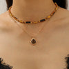 Wholesale Women's Alloy And Tiger Eye Stone Geometric Style Electroplated Regular Chain Necklace