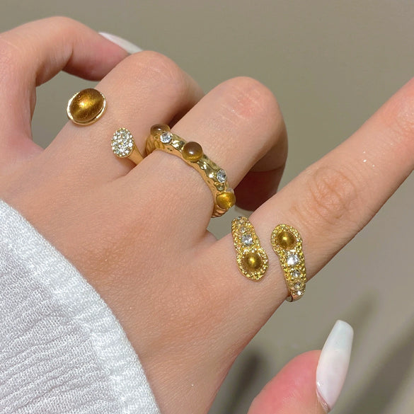 Wholesale Women's Alloy And Tiger Eye Stone Geometric Style Electroplated Regular Chain Necklace