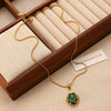 Wholesale Women's Alloy And Tiger Eye Stone Geometric Style Electroplated Regular Chain Necklace