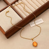 Wholesale Women's Alloy And Tiger Eye Stone Geometric Style Electroplated Regular Chain Necklace