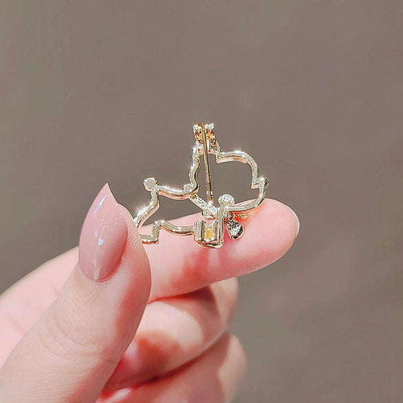 Wholesale Women's Alloy Antilight Puppy And Cherry Blossom Pattern Brooch With Electroplating Treatment
