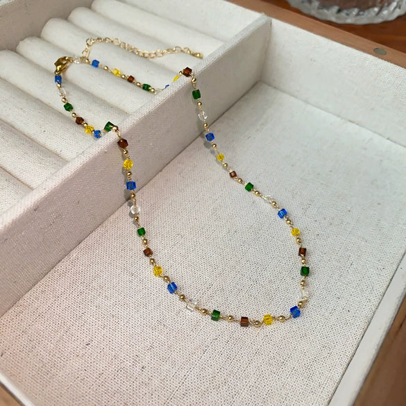 Wholesale Women's Alloy Beaded Clavicle Necklace With Flower And Heart Patterns Electroplated In Fresh Style