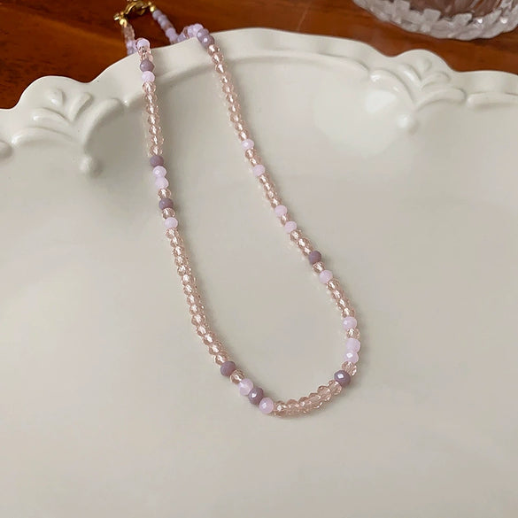 Wholesale Women's Alloy Beaded Clavicle Necklace With Flower And Heart Patterns Electroplated In Fresh Style