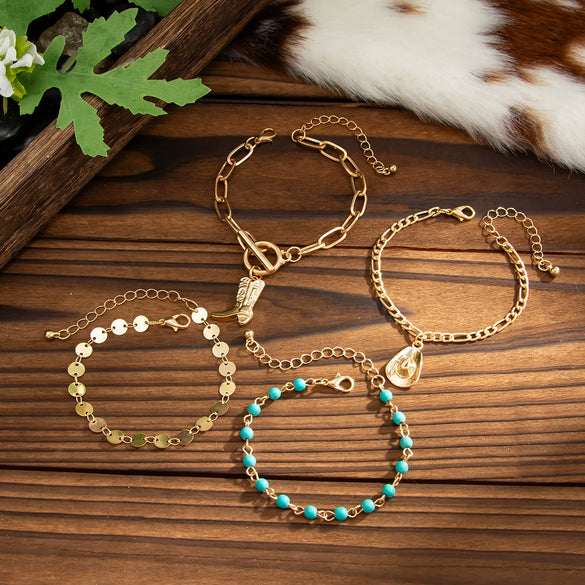 Wholesale Women's Alloy Beaded Clavicle Necklace With Geometric Pattern And Electroplated Retro Style