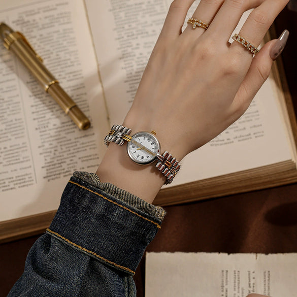Wholesale Women's Alloy Belt Round Dial Mineral Reinforced Glass Mirror Leisure Style Watch